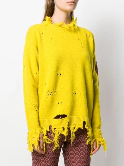 Shop Etro Distressed Jumper In Yellow