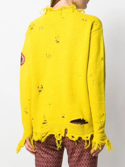 Shop Etro Distressed Jumper In Yellow