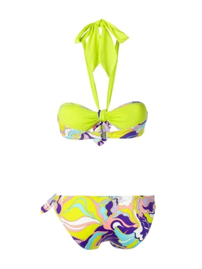 Shop Emilio Pucci Rivera Print Halterneck Bikini In 067 Viola/lime