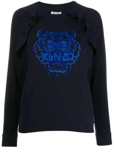 Shop Kenzo Embroidered Logo Top In 76 Blue