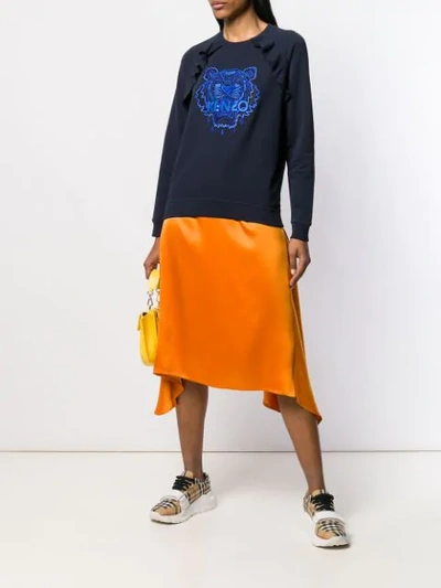 Shop Kenzo Embroidered Logo Top In 76 Blue