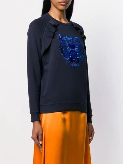 Shop Kenzo Embroidered Logo Top In 76 Blue