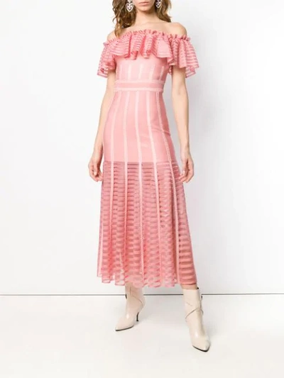 Shop Alexander Mcqueen Off-shoulder Long Dress In Pink