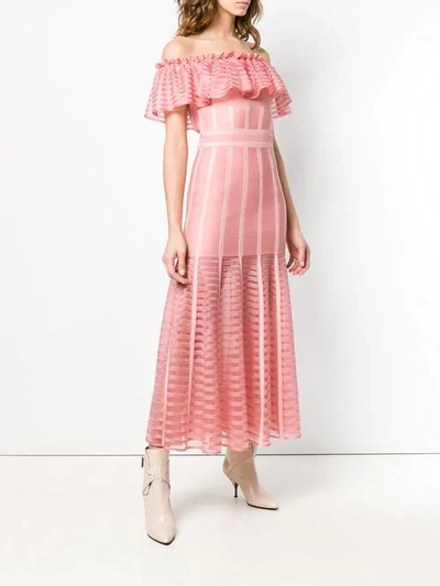 Shop Alexander Mcqueen Off-shoulder Long Dress In Pink
