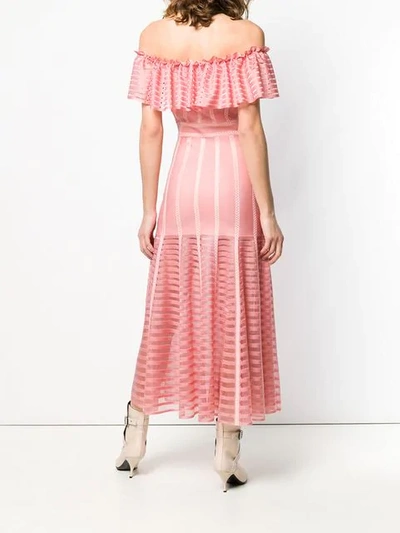 Shop Alexander Mcqueen Off-shoulder Long Dress In Pink