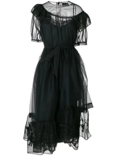 Shop Simone Rocha Asymmetric Tulle Dress - Black