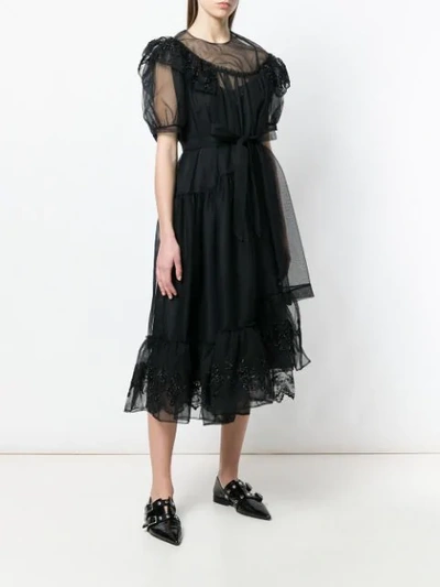 Shop Simone Rocha Asymmetric Tulle Dress - Black