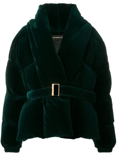 ALEXANDRE VAUTHIER OVERSIZED VELVET DOWN JACKET - 绿色