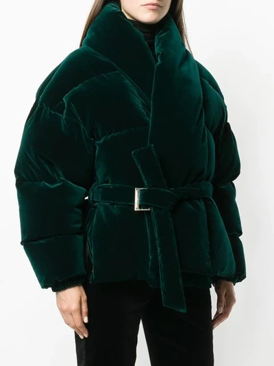 ALEXANDRE VAUTHIER OVERSIZED VELVET DOWN JACKET - 绿色