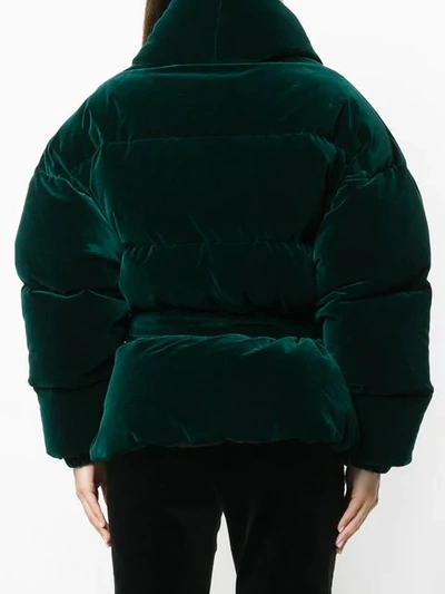 ALEXANDRE VAUTHIER OVERSIZED VELVET DOWN JACKET - 绿色