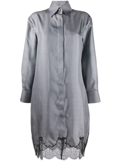 Shop Fendi Long-sleeved Shirt Dress In Grey