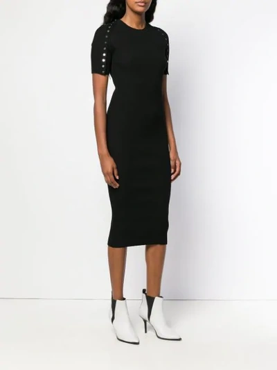 Shop Alexander Wang Round Neck Fitted Dress In Black