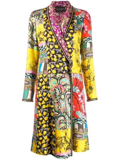 Shop Etro Patchwork Coat In Yellow