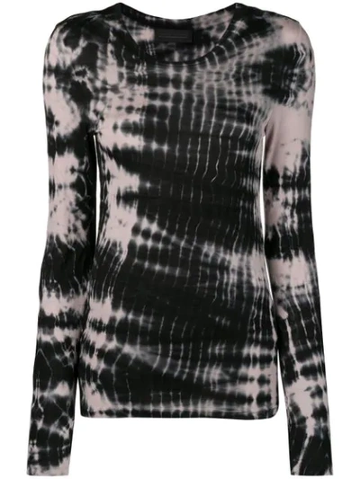 Shop Diesel Black Gold Long-sleeve T-shirt With Tie-dyed Stripes In Black