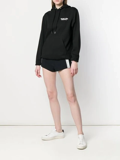 Shop Calvin Klein Logo Print Stripe Shorts In Black