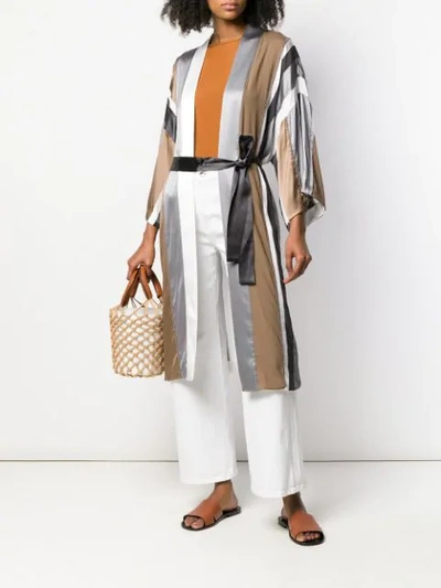 Shop Brunello Cucinelli Gestreifter Kimono In Grey