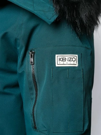 Shop Kenzo Hooded Puffa Jacket - Green