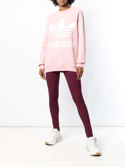 Shop Adidas Originals Adidas Logo Print Sweatshirt - Pink