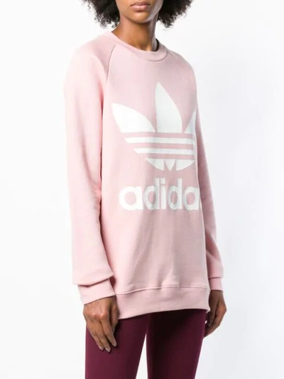 Shop Adidas Originals Adidas Logo Print Sweatshirt - Pink