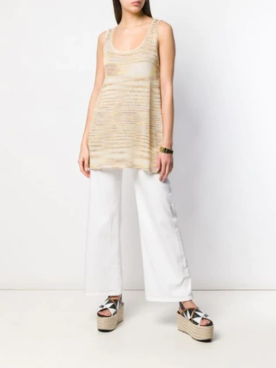 Shop Missoni Flared Knitted Top In Neutrals