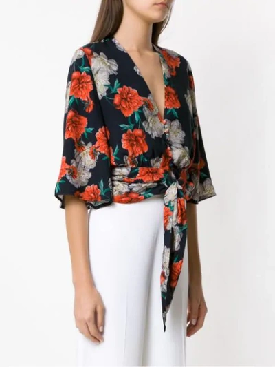 Shop Andrea Marques Printed Cropped Blouse In Black