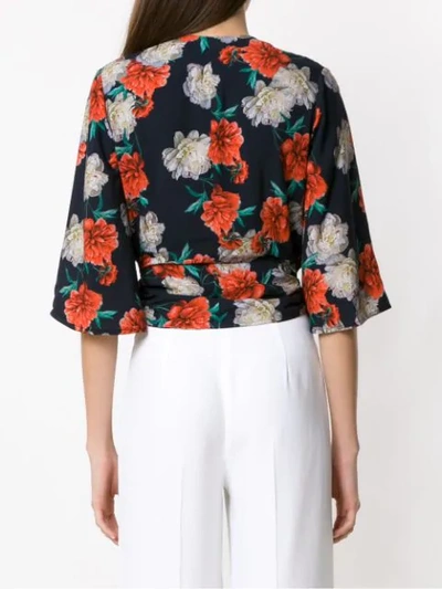 Shop Andrea Marques Printed Cropped Blouse In Black