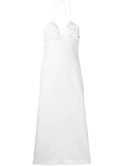 Shop Jacquemus Halterneck Midi Dress In White