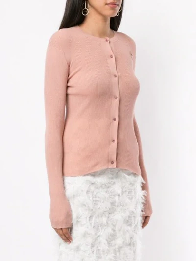 Shop Rochas Ribbed Knit Cardigan - Pink
