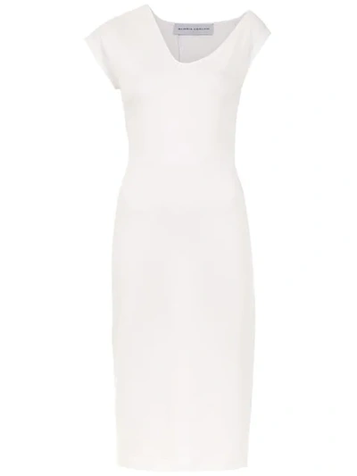 Shop Gloria Coelho Asymmetric Neck Dress In White