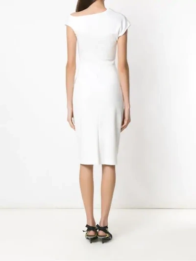 Shop Gloria Coelho Asymmetric Neck Dress In White