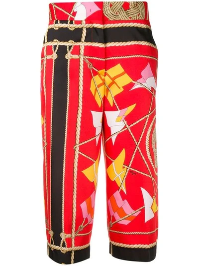 Shop Msgm Sail Print Trousers In Red