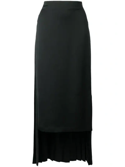 Shop Maison Margiela Pleated Asymmetrical Long Skirt In Black