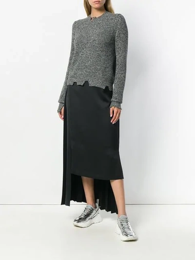 Shop Maison Margiela Pleated Asymmetrical Long Skirt In Black