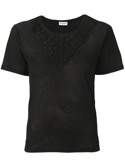Shop Saint Laurent Star Embroidered T-shirt In 1000  Black