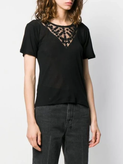 Shop Saint Laurent Star Embroidered T-shirt In 1000  Black