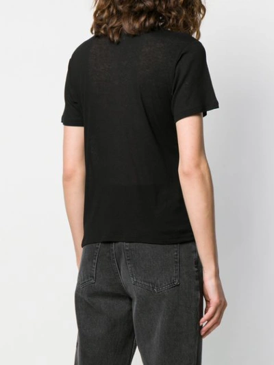 Shop Saint Laurent Star Embroidered T-shirt In 1000  Black