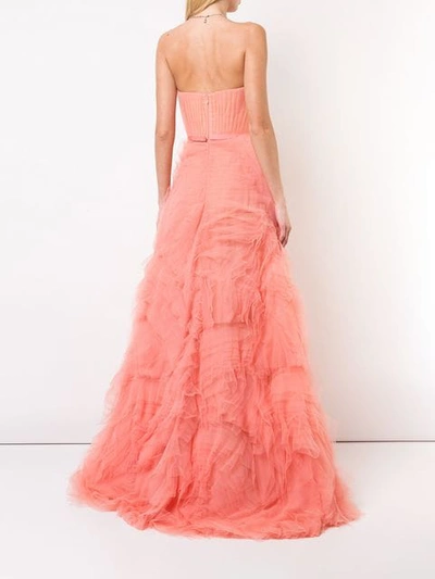 Shop Marchesa Notte Long Tulle Dress In Pink