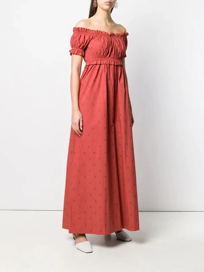 Shop Ulla Johnson Off Shoulder Jumpsuit In Red