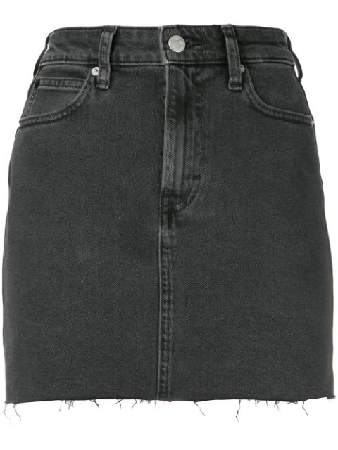 black fitted denim skirt