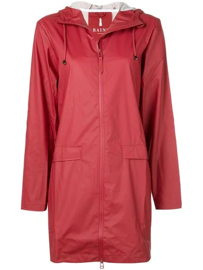 Shop Rains Hooded Rain Jacket In Red