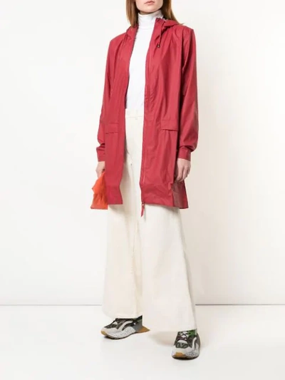 Shop Rains Hooded Rain Jacket In Red