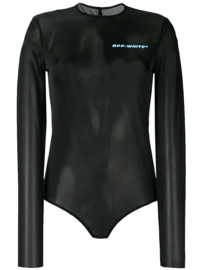 Shop Off-white Sheer Bodysuit In Black