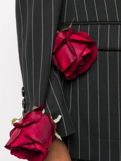 Shop Seen Pinstriped Rose Blazer In Black