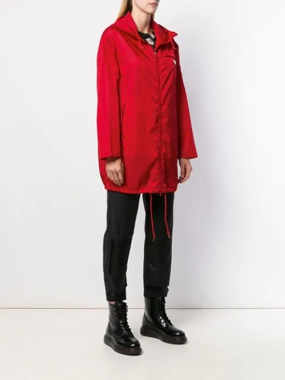 Shop Prada Logo Rain Jacket In Red