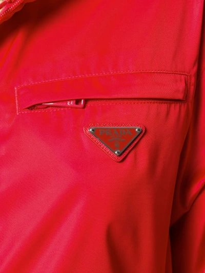 Shop Prada Logo Rain Jacket In Red