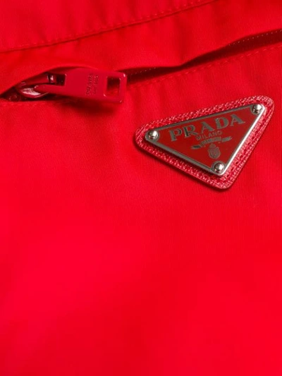 Shop Prada Logo Rain Jacket In Red