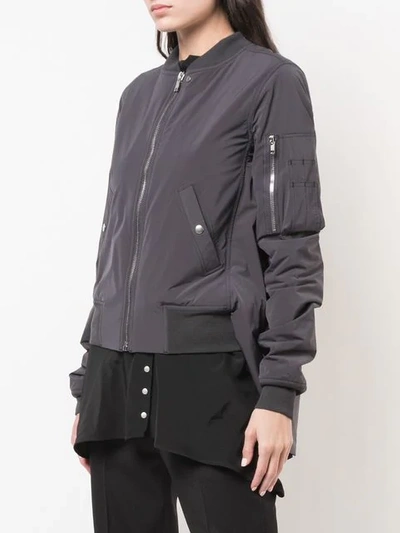 Shop Rick Owens High Low Hem Bomber Jacket In Grey