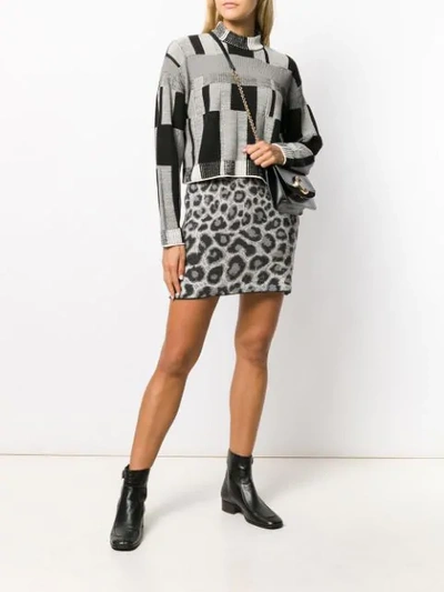 Shop Alberta Ferretti Leopard Print Knit Skirt In Black