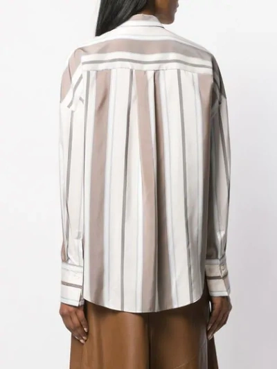 Shop Brunello Cucinelli Striped Print Shirt In Neutrals