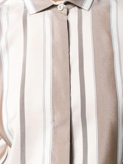 Shop Brunello Cucinelli Striped Print Shirt In Neutrals